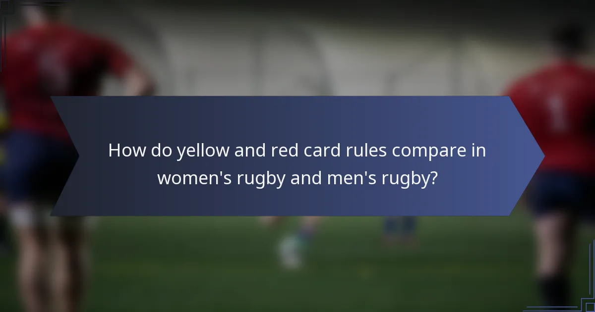 How do yellow and red card rules compare in women's rugby and men's rugby?
